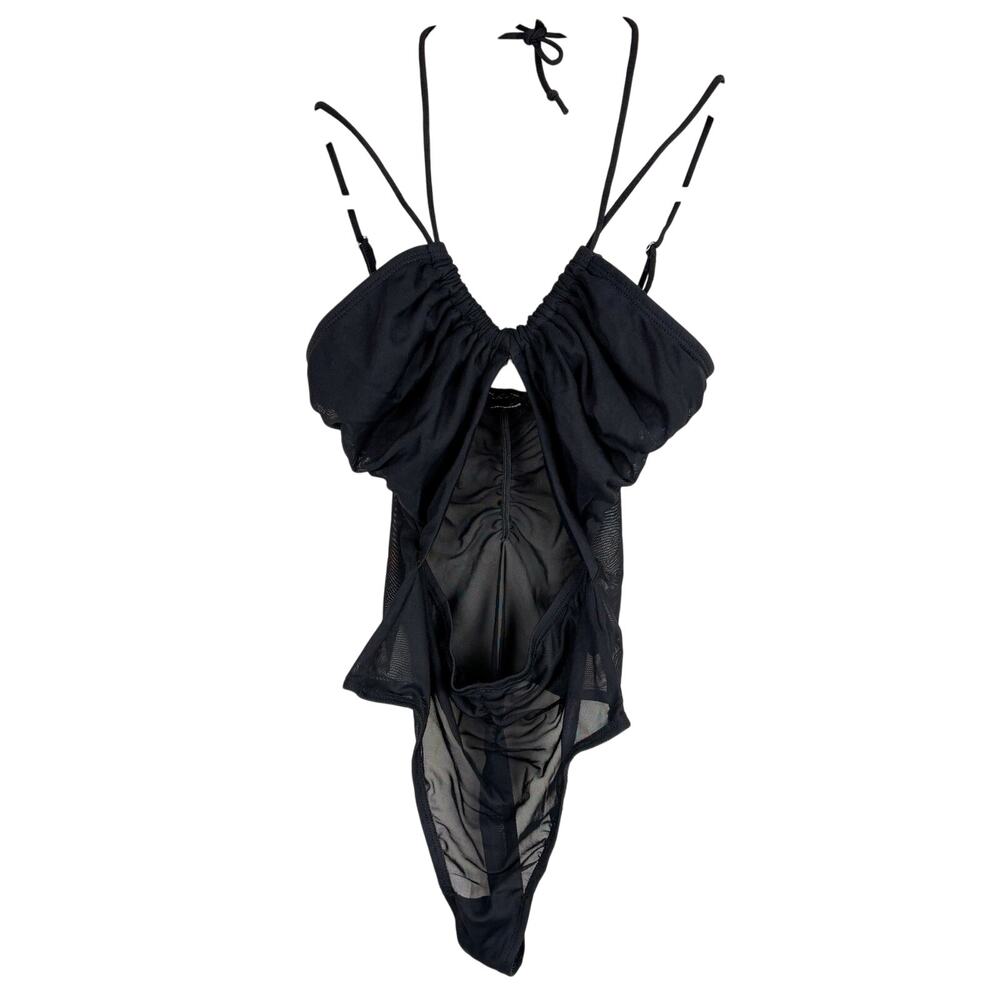 Urban Outfitters Out From Under Mesh Cutout Bodysuit Womens Sz S Black Festival